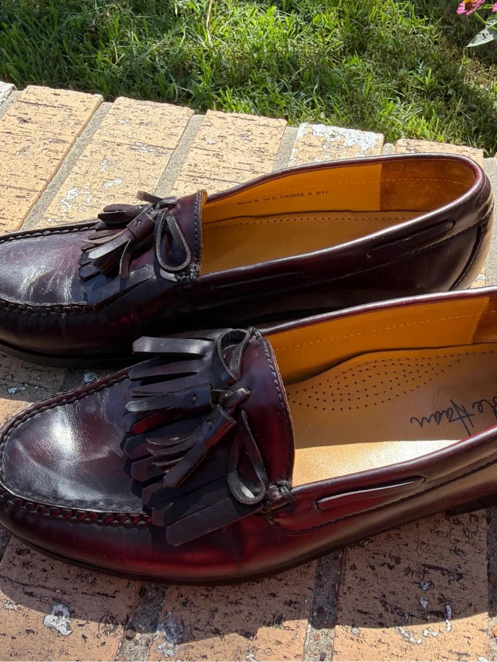 Cole Haan Pinch Tassel Kiltie Loafers Mens 10 D Burgundy Leather Dress Shoes